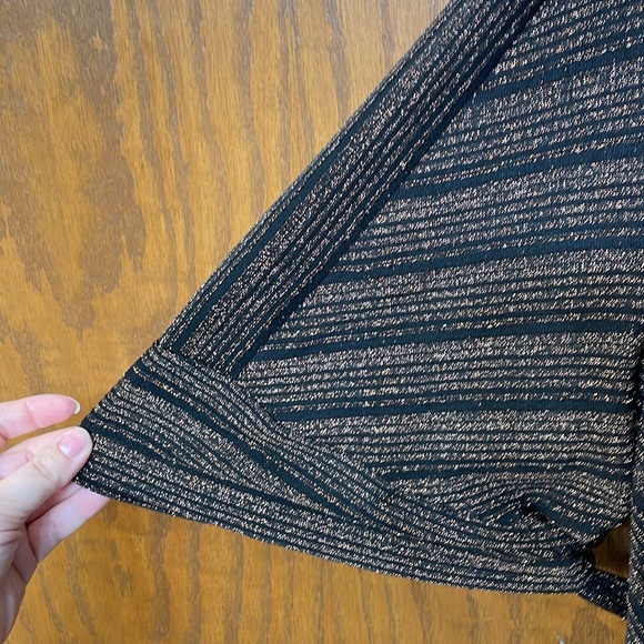 LANE BRYANT UEC Womens Size 14/16 Metallic Belted Fit & Flare Dress Black Copper - Picture 7 of 13